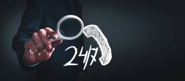 24 saat 7 gün hafta sipariş yürütme veya hizmet simgeleri.