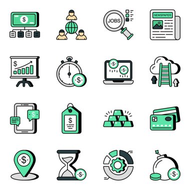 Pack of Business and Banking Flat Icons 