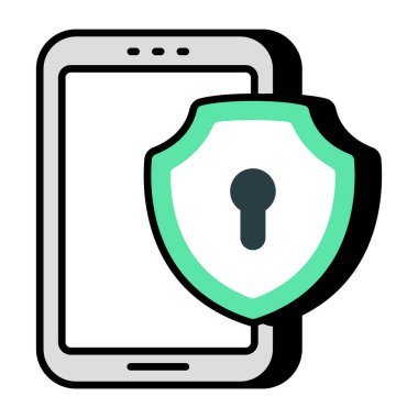 Conceptual flat design icon of mobile security