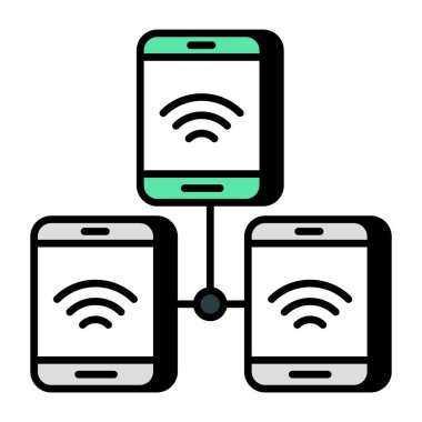 Bağlı telefonun trend vektör tasarımı 