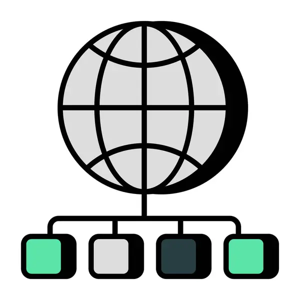 Konceptuell Platt Design Ikon För Globalt Nätverk — Stock vektor