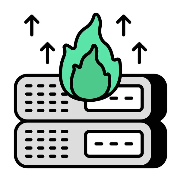服务器燃烧的图标设计 — 图库矢量图片