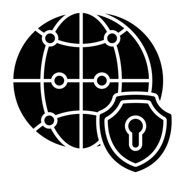 Icono Diseño Sólido Conceptual Seguridad Global — Archivo Imágenes Vectoriales