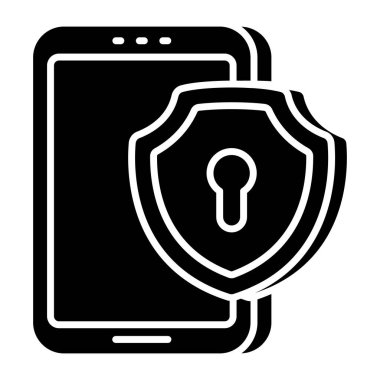 Mobil güvenliğin kavramsal katı tasarım simgesi