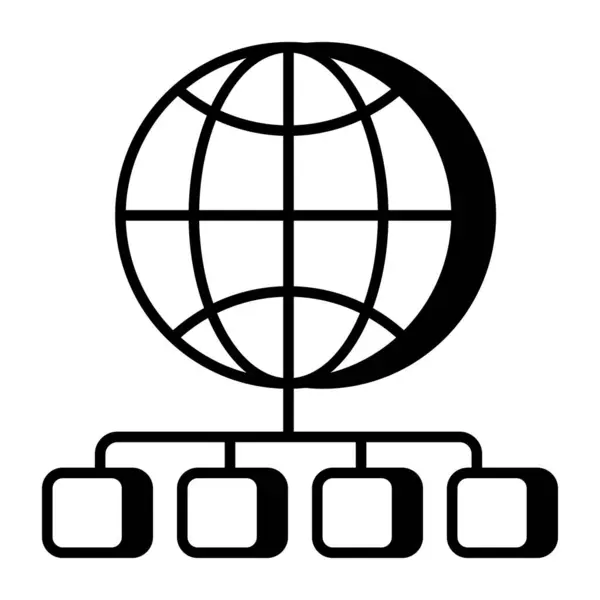 グローバルネットワークの概念線形設計アイコン — ストックベクタ