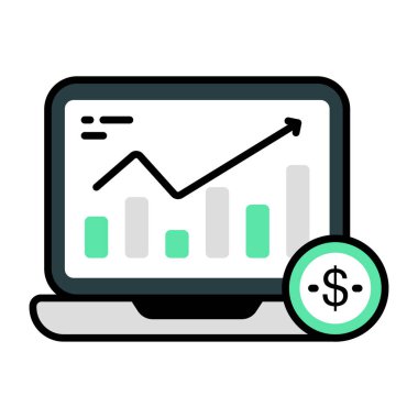 Çevrimiçi veri analizlerinin düz tasarım simgesi 