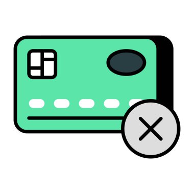 Konsept düz tasarım simgesi kart ödemesi yok 