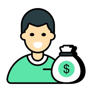 Dollar with human showcasing investor icon 