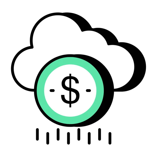 Moneda Dólar Con Nube Que Simboliza Concepto Dinero Nube — Archivo Imágenes Vectoriales