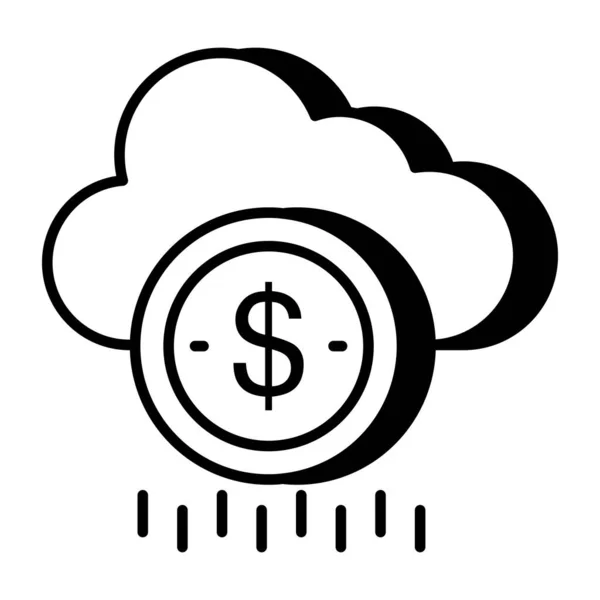 Moeda Dólar Com Nuvem Que Simboliza Conceito Dinheiro Nuvem — Vetor de Stock