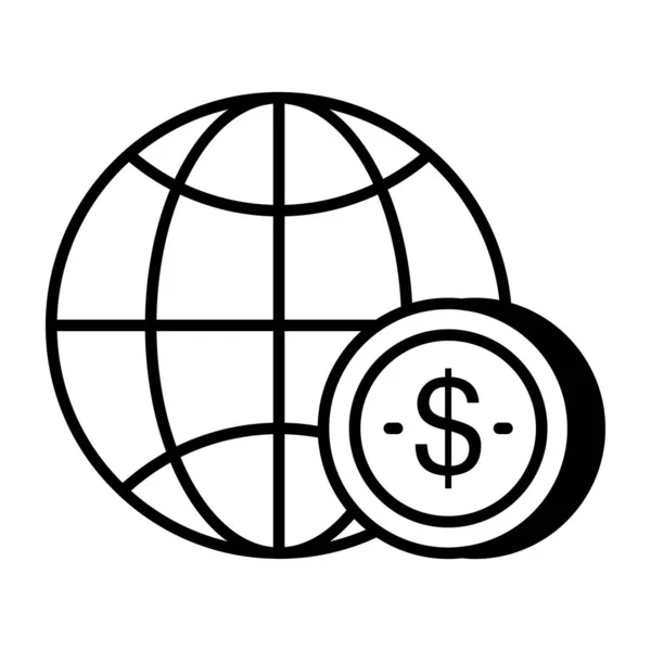 Dollar Sur Globe Conception Vectorielle Argent Mondial — Image vectorielle