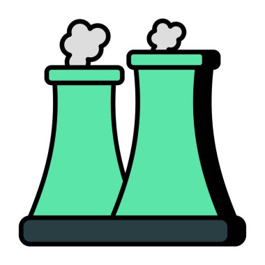 Hava kirliliği kavramını simgeleyen fabrika binasının mükemmel tasarım simgesi