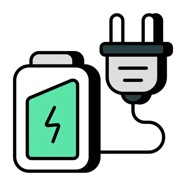 Eine Flache Design Ikone Der Batterieladung — Stockvektor