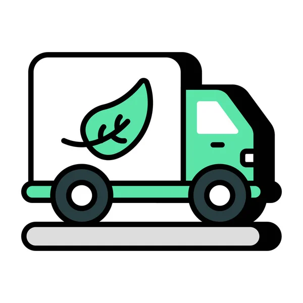 Ícone Design Plano Caminhão Ecológico — Vetor de Stock