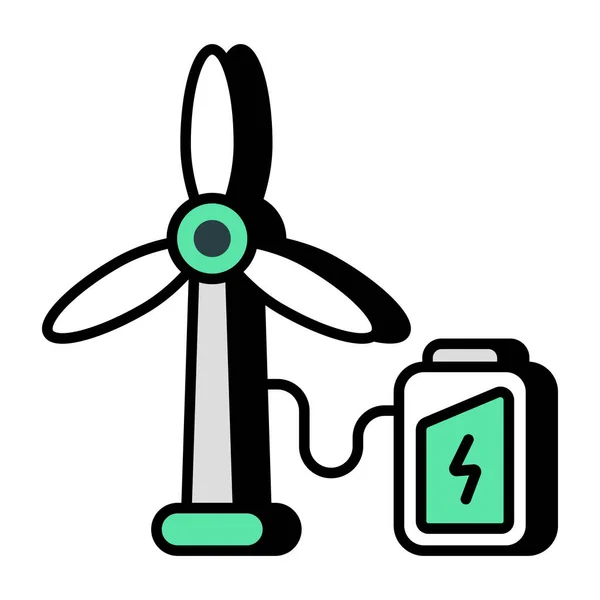 Ein Symbolhaftes Design Der Windkraftbatterie — Stockvektor