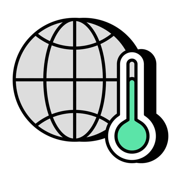 Thermometer Globe Denoting Concept Global Temperature — Vetor de Stock