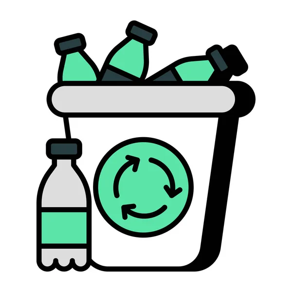 Koncepcyjna Płaska Ikona Recyklingu Butelek Tworzywa Sztucznego — Wektor stockowy