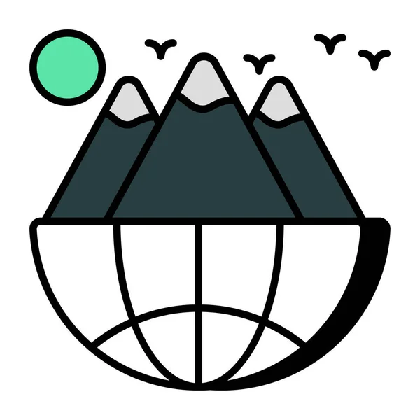 Ícone Design Editável Montanhas Globais — Vetor de Stock