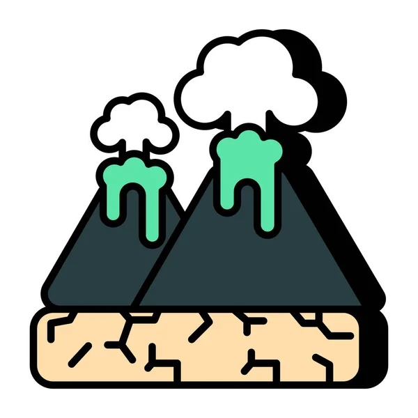 Ikon Rancangan Gunung Berapi Yang Dapat Disunting - Stok Vektor