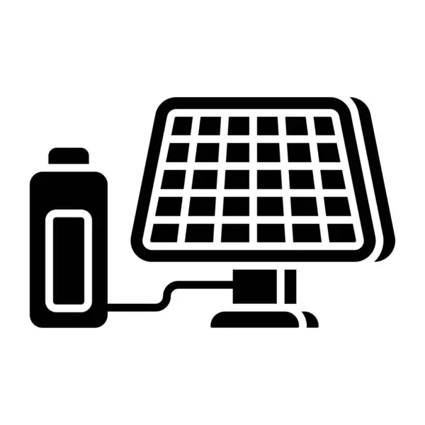 Icono Diseño Plano Batería Solar — Archivo Imágenes Vectoriales
