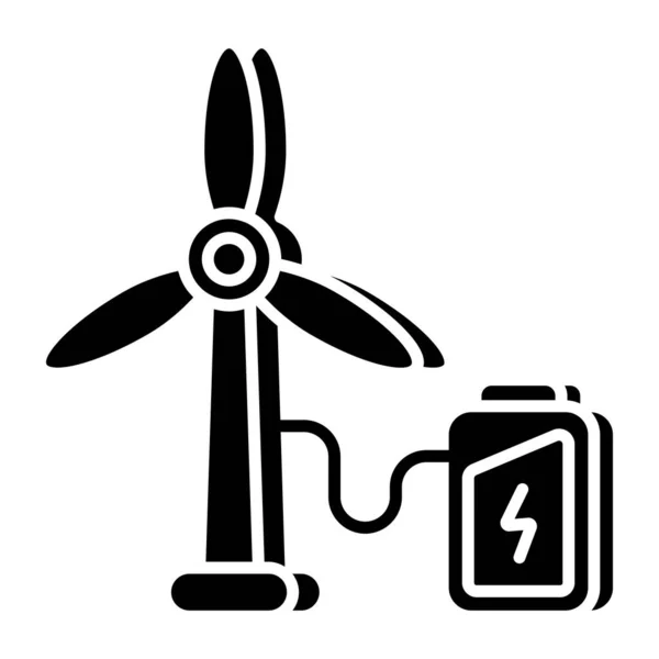 Ícone Design Bateria Turbina Eólica —  Vetores de Stock