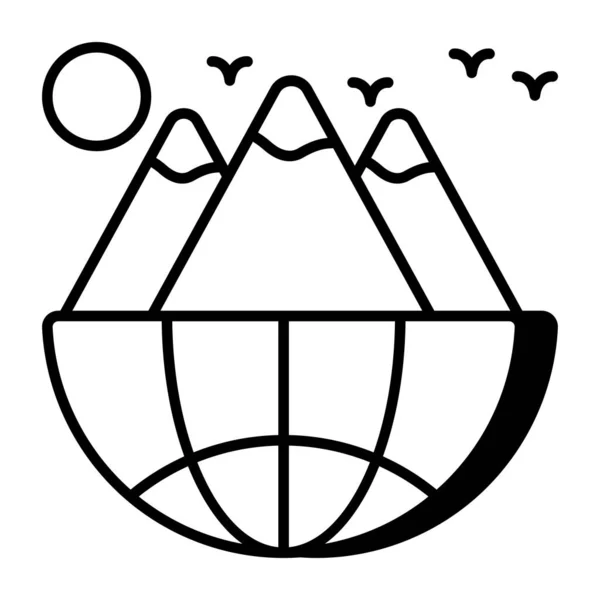世界の山の編集可能なデザインアイコン — ストックベクタ