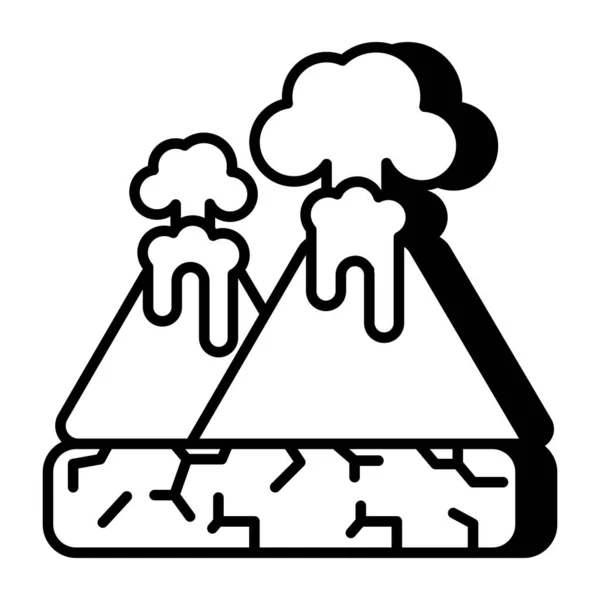 Icono Diseño Editable Del Volcán — Archivo Imágenes Vectoriales