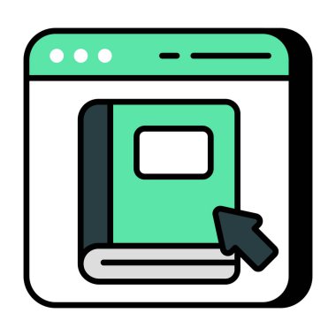 Çevrimiçi kitabın kavramsal düz tasarım simgesi