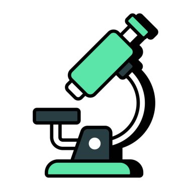        Bir laboratuvar araştırma aracı simgesi, mikroskobun düz tasarımı