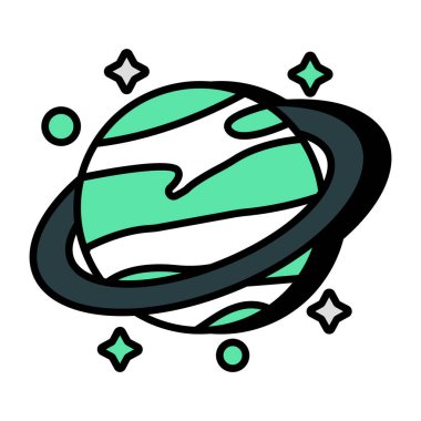Editable design icon of revolving planet 
