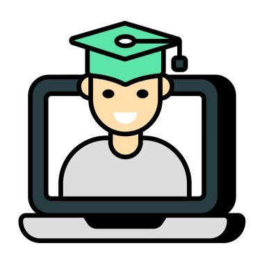 Çevrimiçi mezuniyetin modern tasarım simgesi