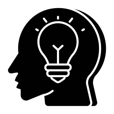 Ampulü olan kişi, yaratıcı düşüncenin düz tasarımı.