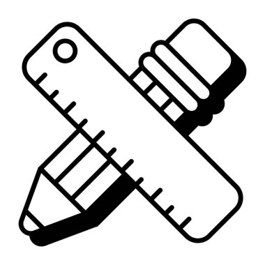 Kalem ve ölçü, kırtasiyenin düz tasarımı