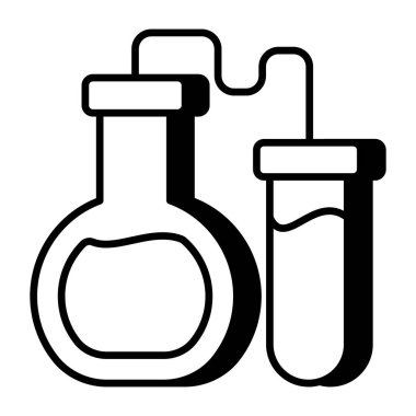      Test tübü deney konseptiyle kimyasal şişenin son moda vektör tasarımı