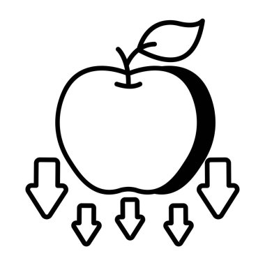Colored design icon of falling apple 