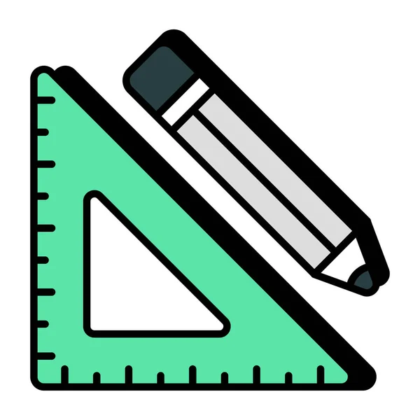 Ikone Der Papeterie Bleistift Mit Skala — Stockvektor