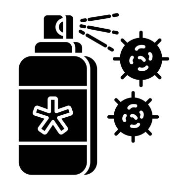 Sprey şişenin düz tasarım simgesi.