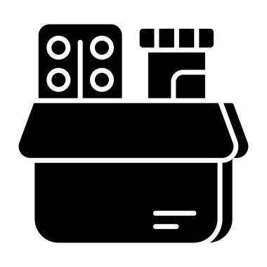 İlaç kutusunun kavramsal düz tasarım simgesi