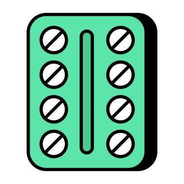 An editable design icon of pills strip