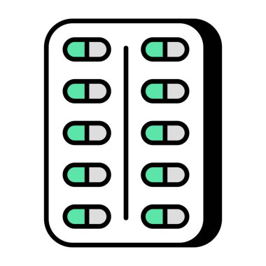 An editable design icon of pills strip