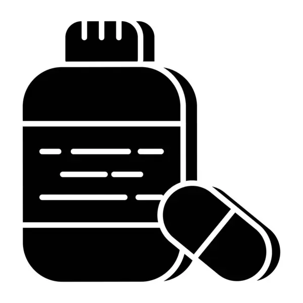 薬瓶のユニークなデザインのアイコン — ストックベクタ