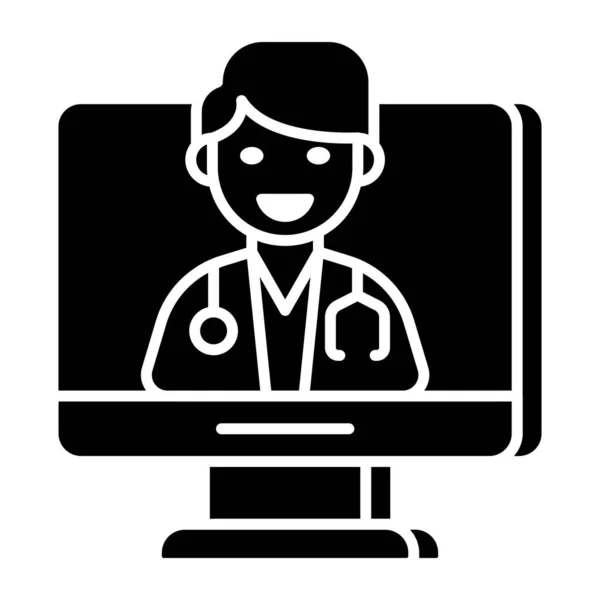 Ένα Μοναδικό Σχεδιαστικό Εικονίδιο Του Online Γιατρού — Διανυσματικό Αρχείο