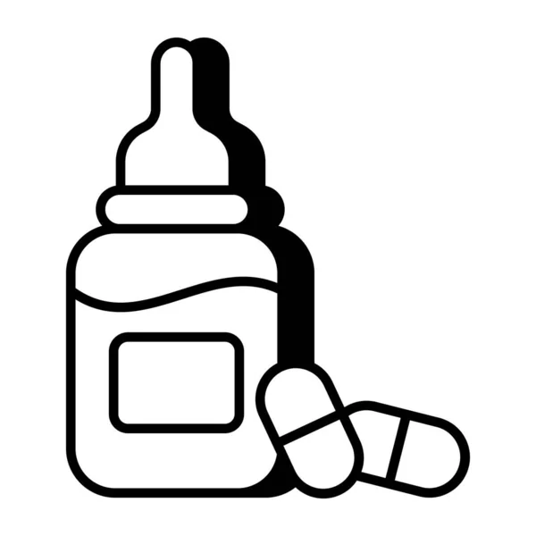 医薬品ボトルのユニークなデザインアイコン — ストックベクタ