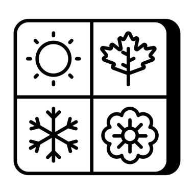 Mevsimlerin düz tasarım simgesi 