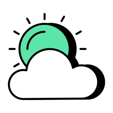 Parçalı bulutlu günün eşsiz tasarım simgesi 