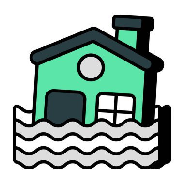 Düz dizaynlı tufan simgesi beyaz arkaplanda izole edildi 