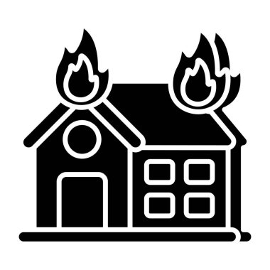 Ev yangınının vektör tasarımı, düz simge