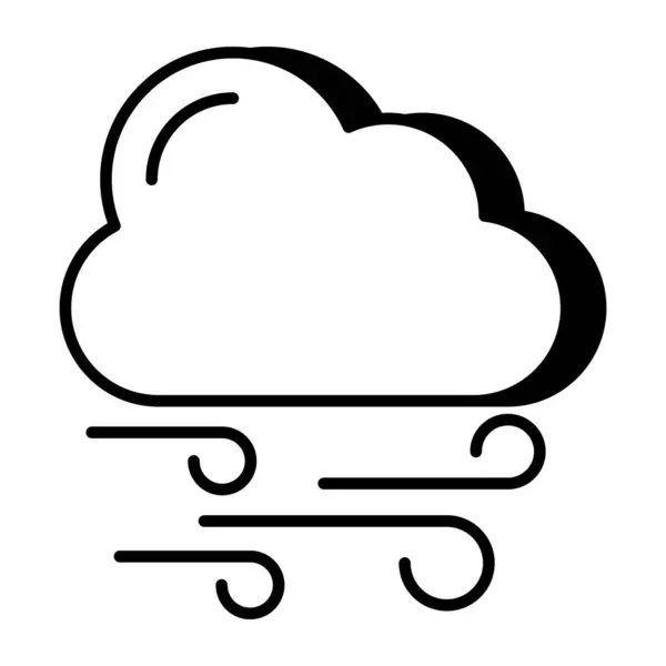 Icono Diseño Editable Nube Ventosa — Archivo Imágenes Vectoriales