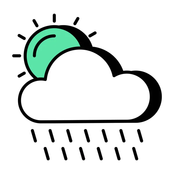 Уникальная Икона Дизайна Частично Дождливого Дня — стоковый вектор