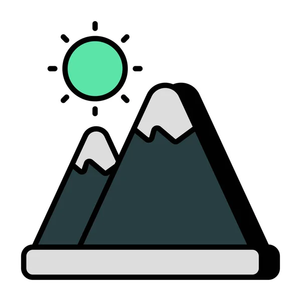 Unique Design Icon Mountains Sun Showcasing Hills Weather — Stock Vector